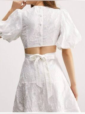 J.ING Puff-Sleeve Backless Cutout Dress